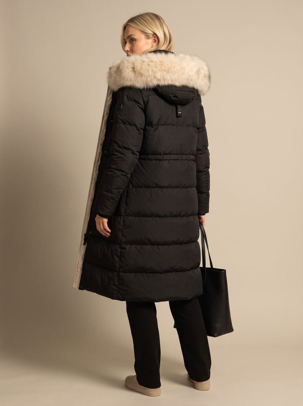 Women's Longline Water-Resistant Puffer Parka with Plush Hood