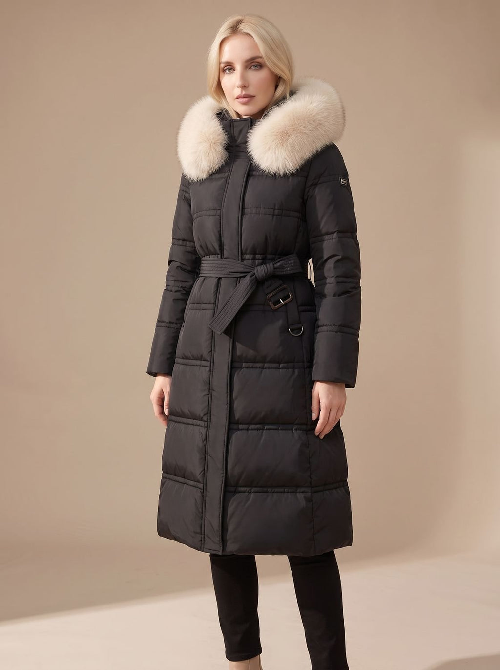 Women's Longline Water-Resistant Puffer Parka with Plush Hood
