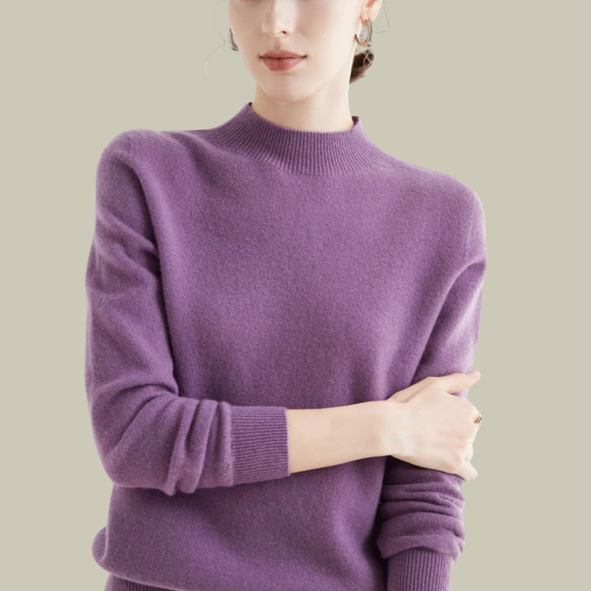 Women's Merino Mock-Neck Long-Sleeve Wool Sweaters