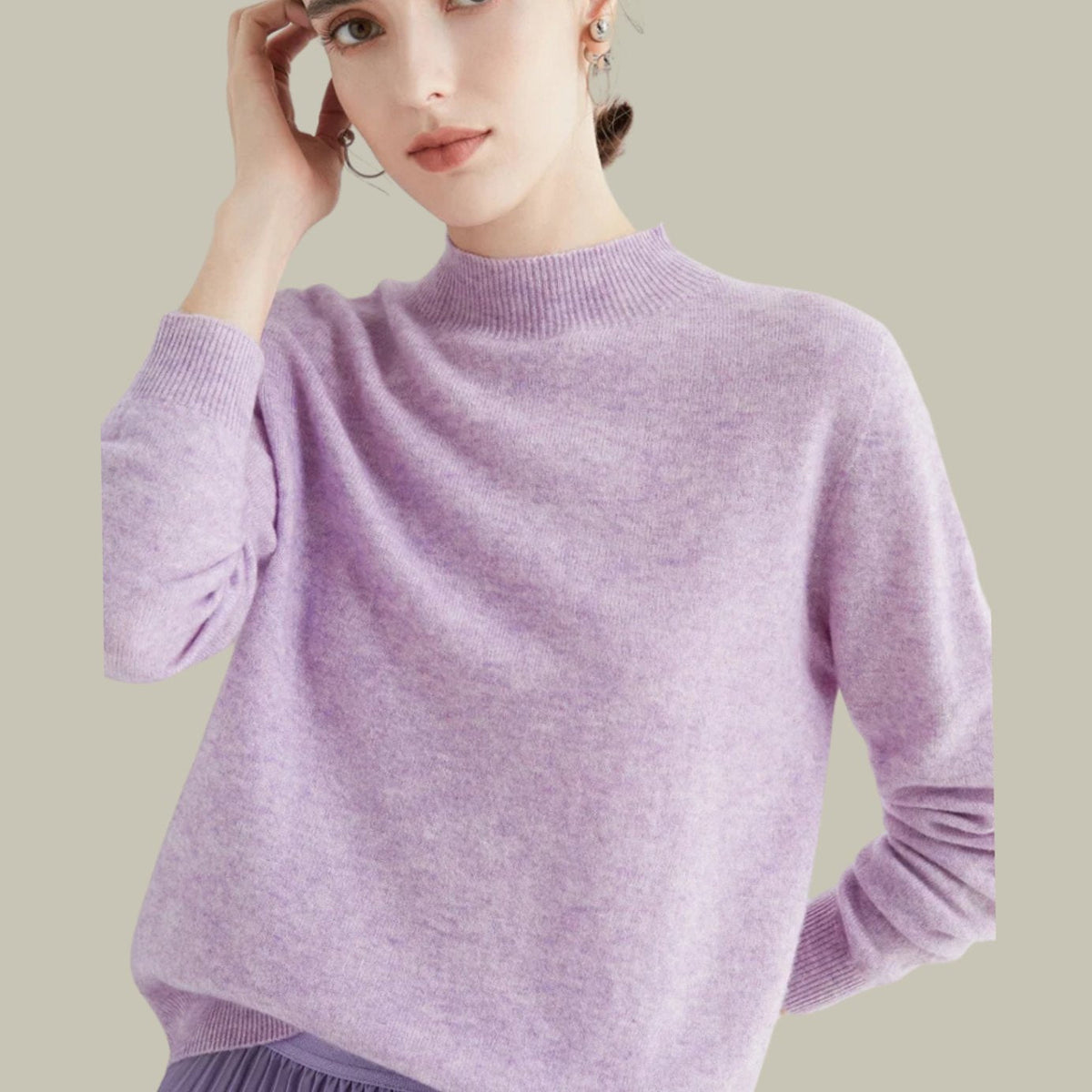 Women's Merino Mock-Neck Long-Sleeve Wool Sweaters