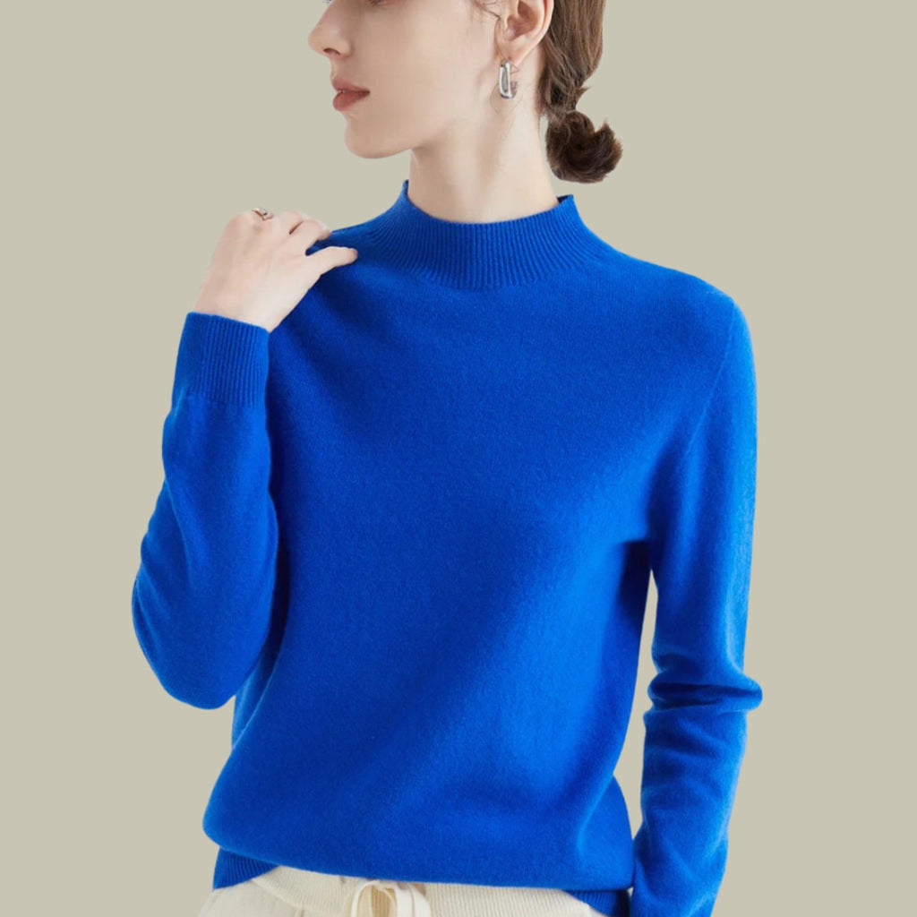 Women's Merino Mock-Neck Long-Sleeve Wool Sweaters