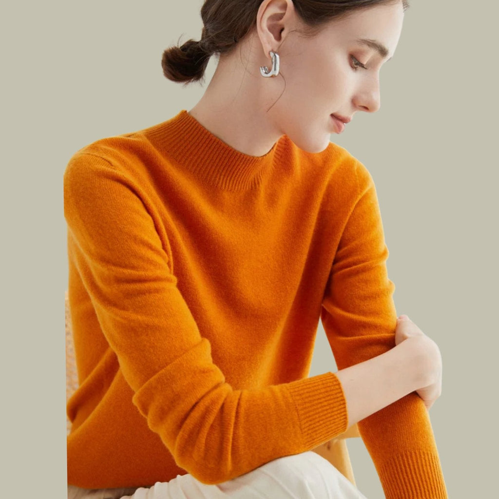 Women's Merino Mock-Neck Long-Sleeve Wool Sweaters