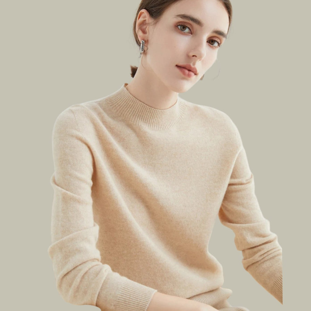 Women's Merino Mock-Neck Long-Sleeve Wool Sweaters