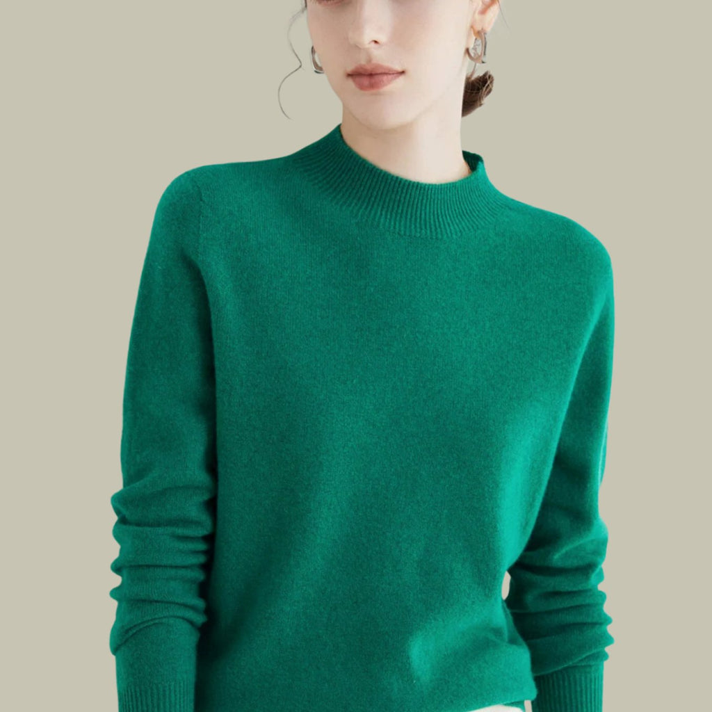 Women's Merino Mock-Neck Long-Sleeve Wool Sweaters