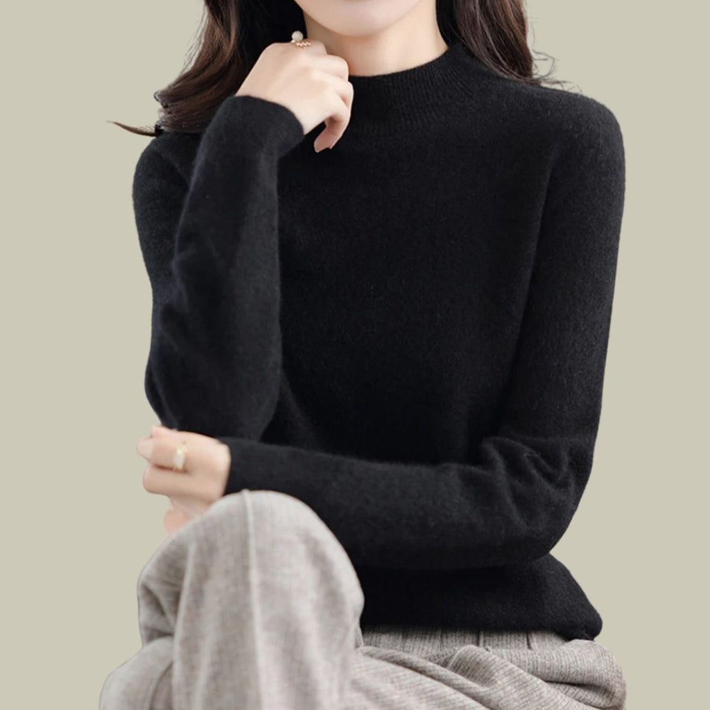 Women's Merino Mock-Neck Long-Sleeve Wool Sweaters