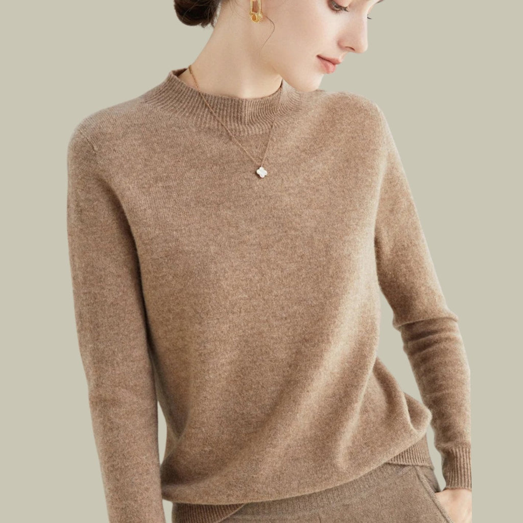 Women's Merino Mock-Neck Long-Sleeve Wool Sweaters