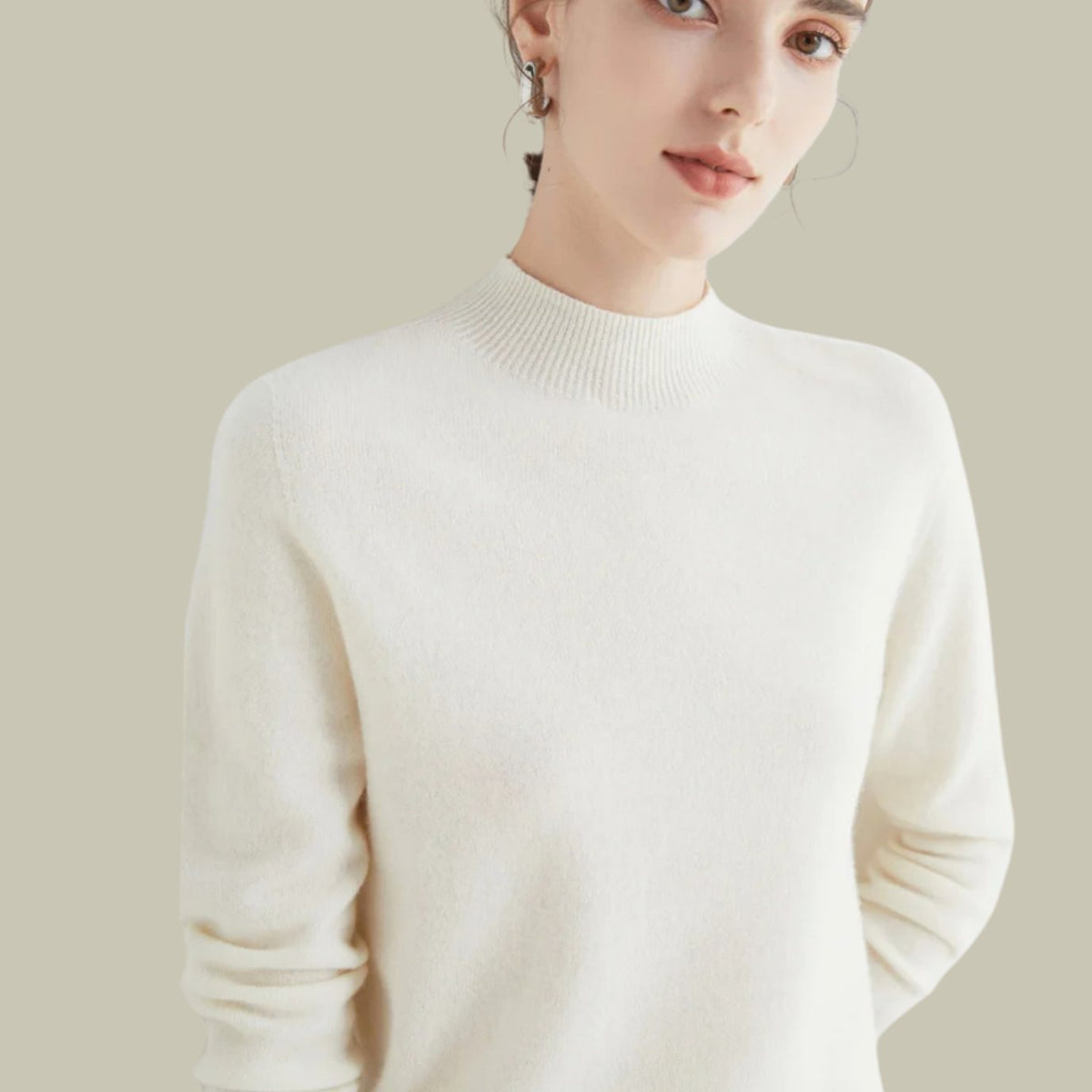 Women's Merino Mock-Neck Long-Sleeve Wool Sweaters