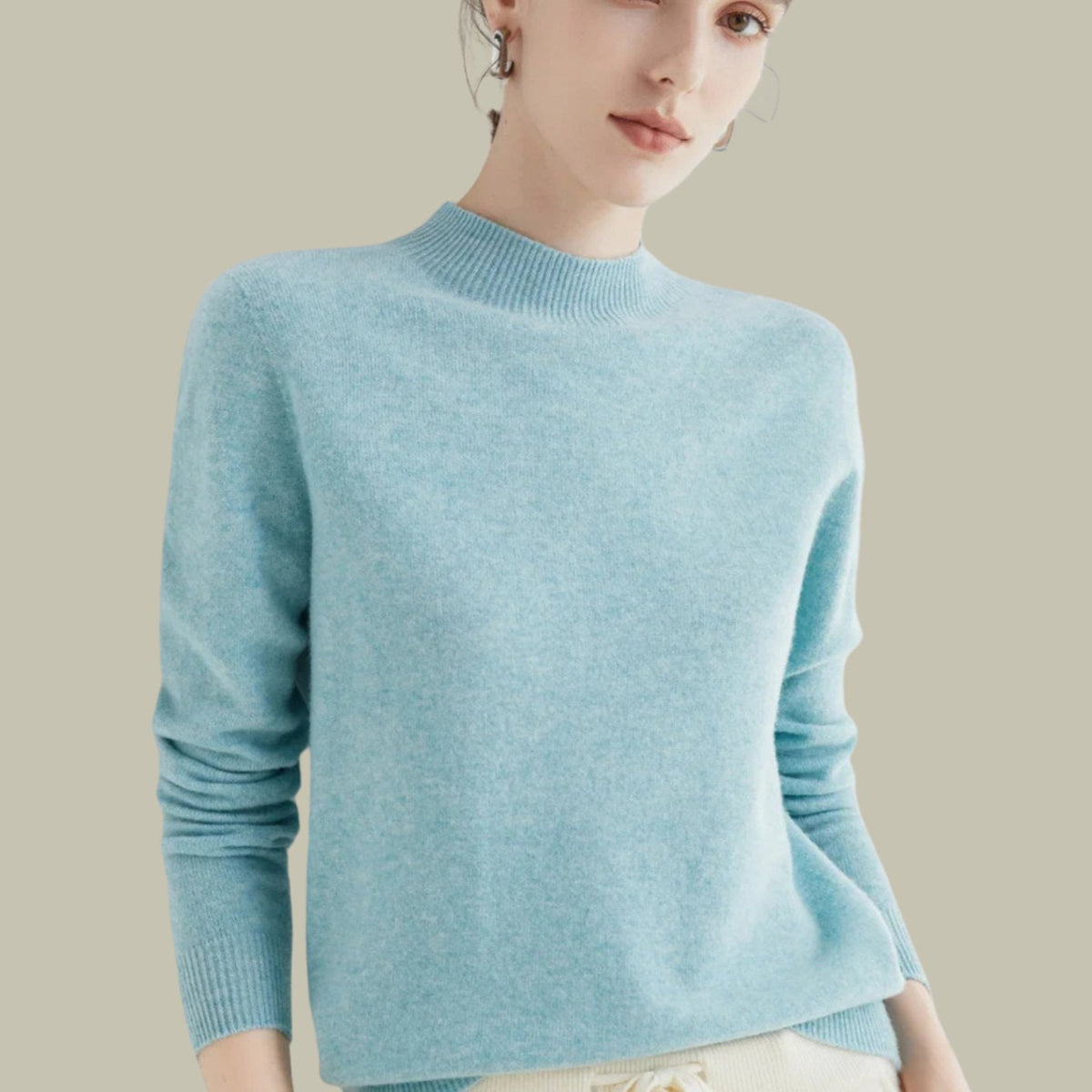 Women's Merino Mock-Neck Long-Sleeve Wool Sweaters