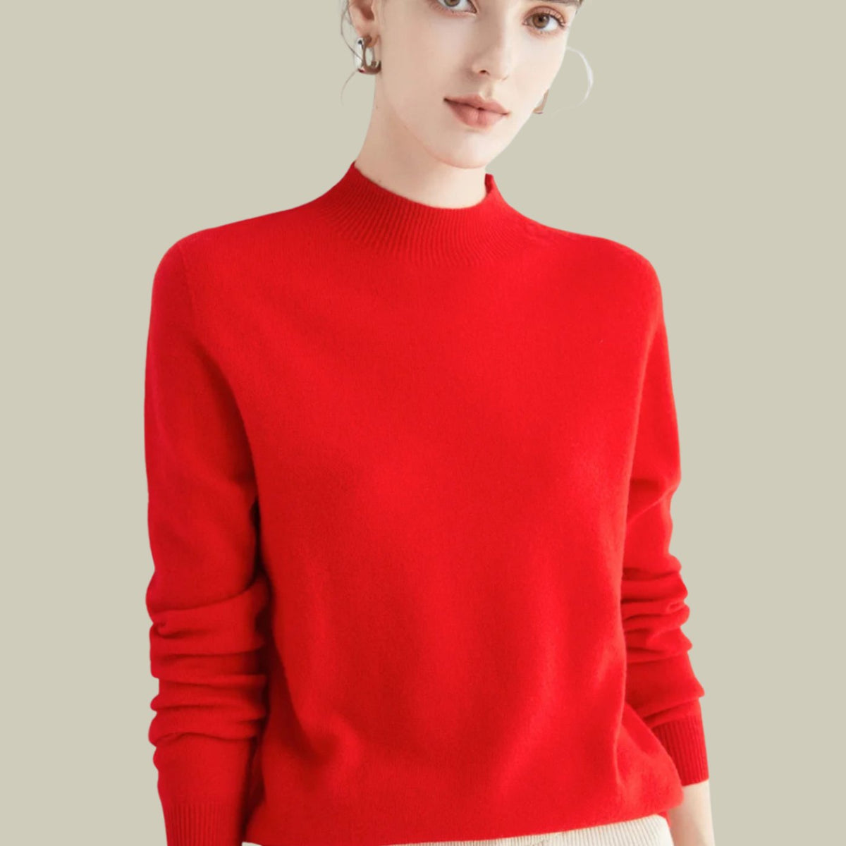 Women's Merino Mock-Neck Long-Sleeve Wool Sweaters