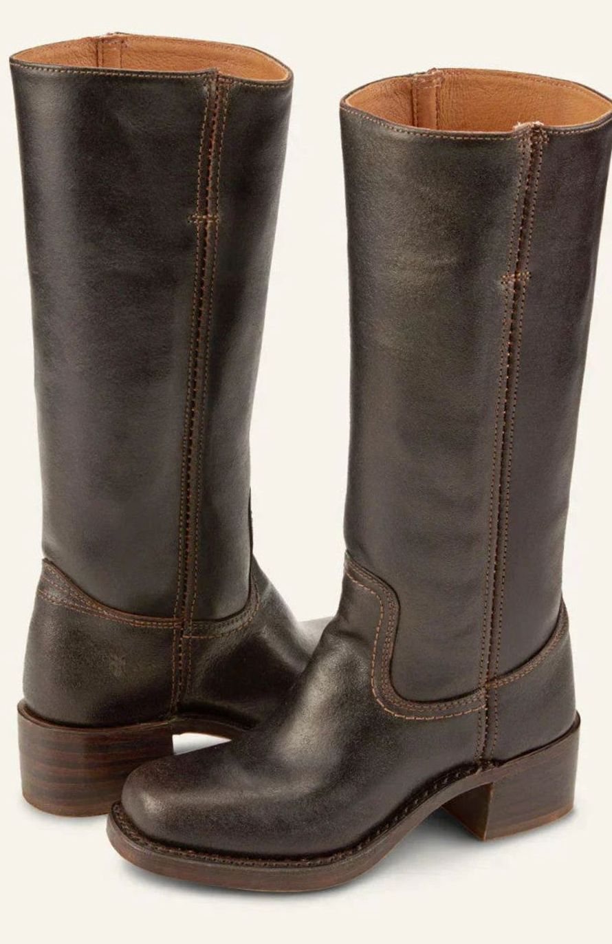 Women's Mid-Calf Stacked-Heel Classic Western Boots