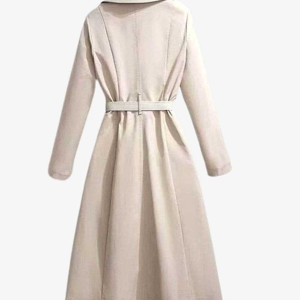 Women's Knee-Grazing Trench Coat with Notched Lapels