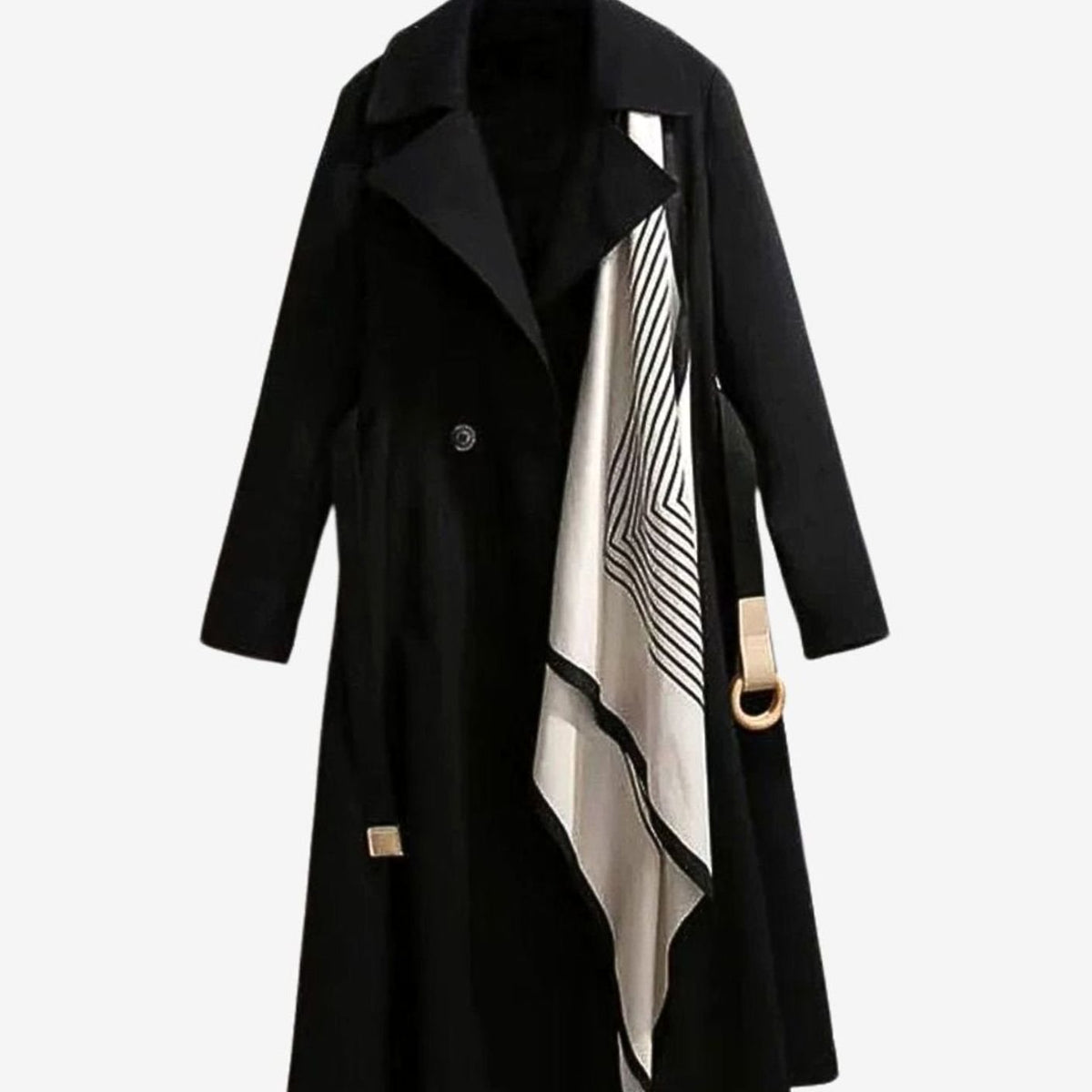 Women's Knee-Grazing Trench Coat with Notched Lapels