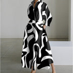 Women's Newspaper Print Collared Wrap Maxi Dress
