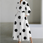 Women's Newspaper Print Collared Wrap Maxi Dress