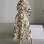 Women's Newspaper Print Collared Wrap Maxi Dress