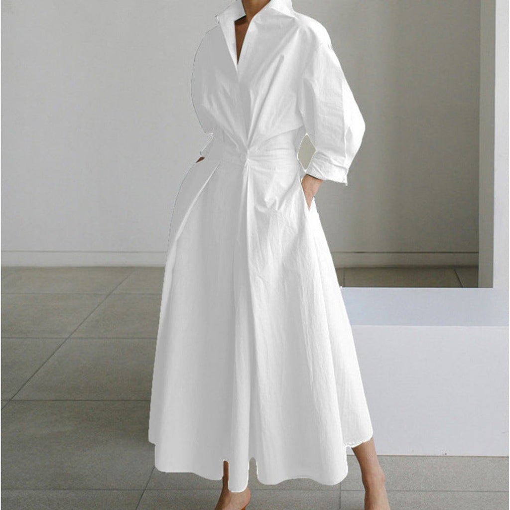 Women's Newspaper Print Collared Wrap Maxi Dress