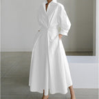 Women's Newspaper Print Collared Wrap Maxi Dress