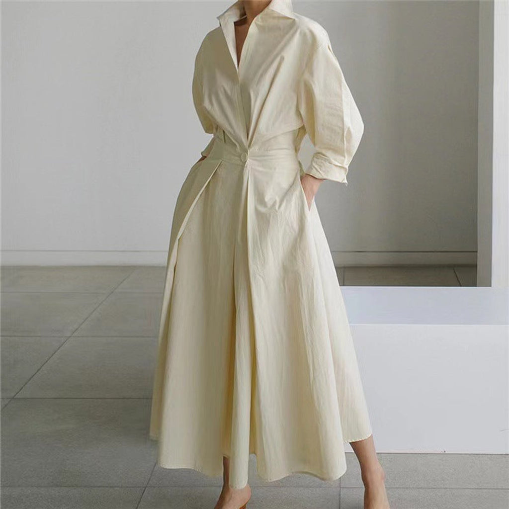 Women's Newspaper Print Collared Wrap Maxi Dress