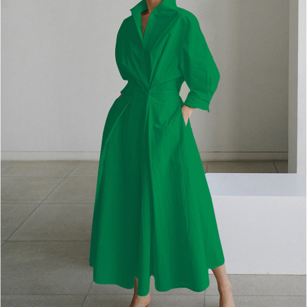 Women's Newspaper Print Collared Wrap Maxi Dress