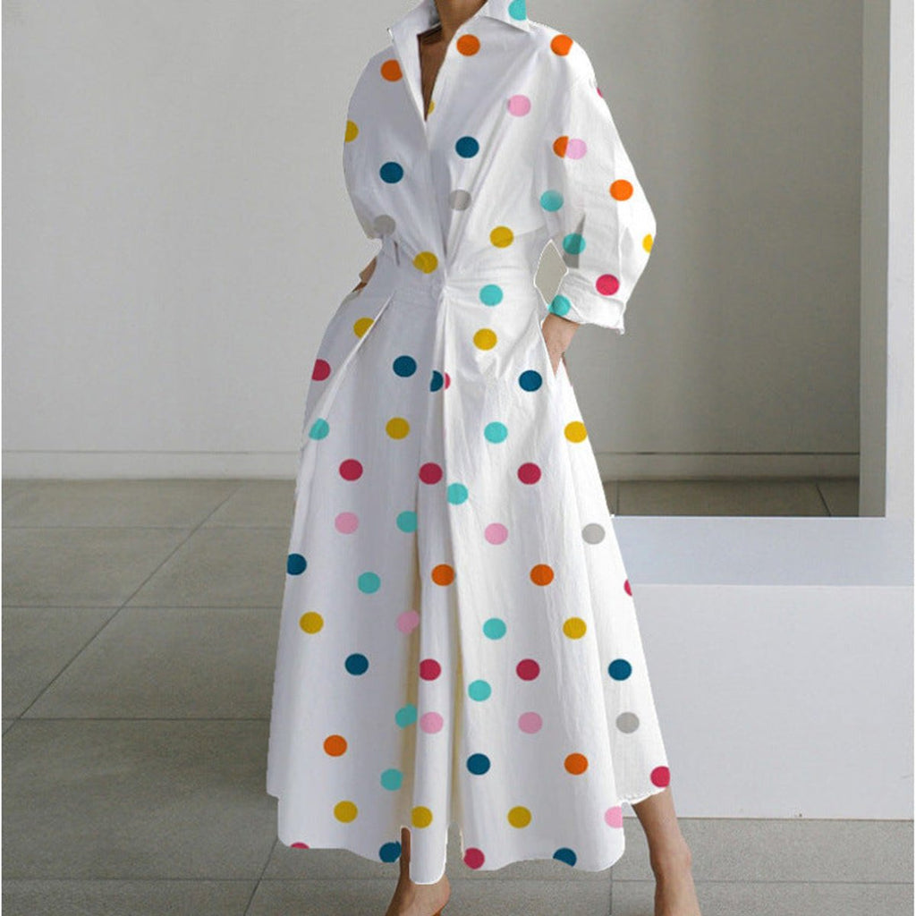 Women's Newspaper Print Collared Wrap Maxi Dress