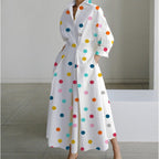 Women's Newspaper Print Collared Wrap Maxi Dress