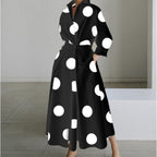 Women's Newspaper Print Collared Wrap Maxi Dress
