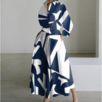 Women's Newspaper Print Collared Wrap Maxi Dress