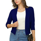 Women's Open-Front 3/4 Sleeve Cropped Cardigan