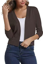 Women's Open-Front 3/4 Sleeve Cropped Cardigan
