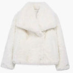 Women's Open-Front Cropped Faux Fur Winter Jacket