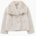 Women's Open-Front Cropped Faux Fur Winter Jacket