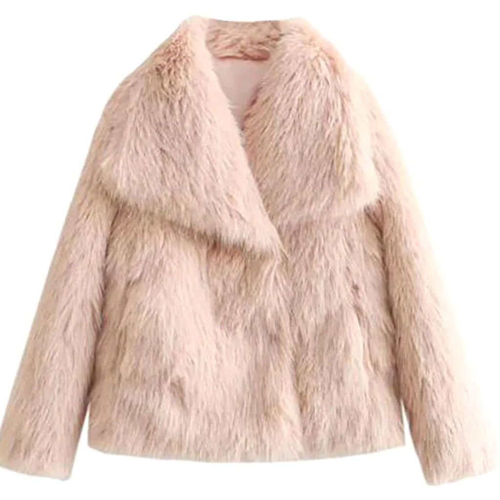 Women's Open-Front Cropped Faux Fur Winter Jacket