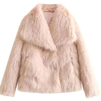 Women's Open-Front Cropped Faux Fur Winter Jacket
