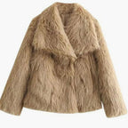 Women's Open-Front Cropped Faux Fur Winter Jacket