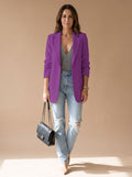 Women's Open-Front Lapel Mid-Length Casual Smart Blazer