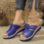 Women's Open-Toe Wedge Platform Comfortable Sandals Hook-Loop Strap