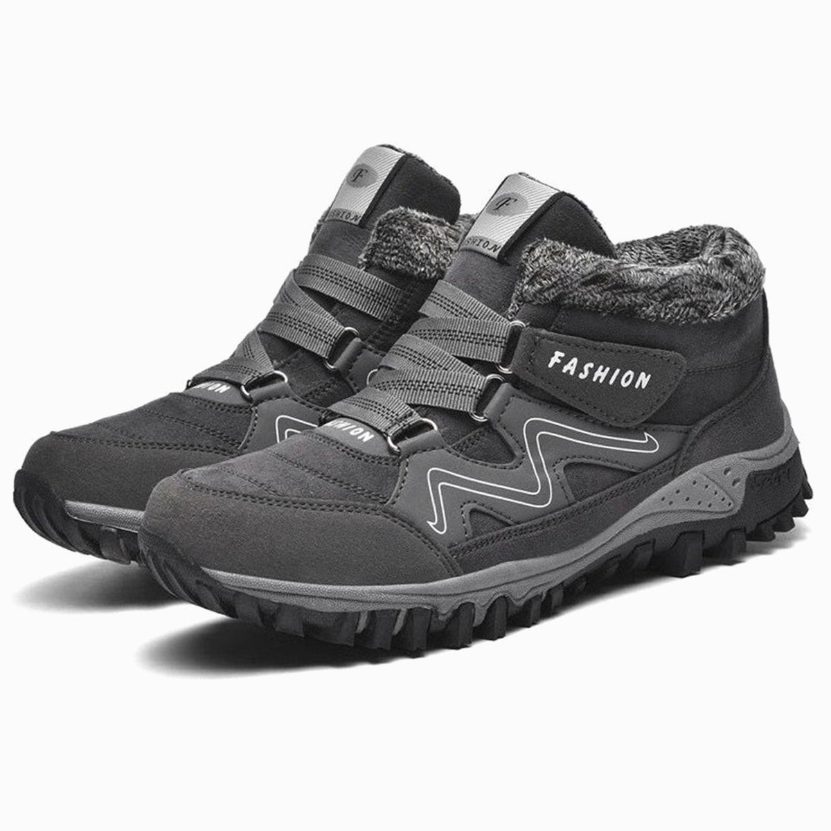 Women's Lug-Sole Cushioned Orthopedic Winter Booties - Gray