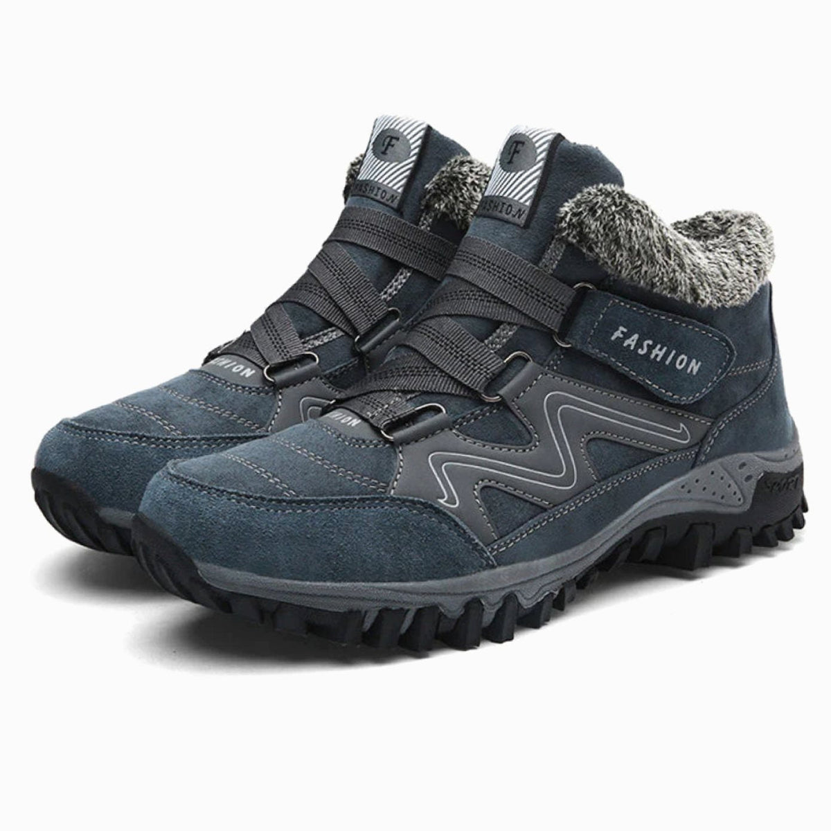 Women's Lug-Sole Cushioned Orthopedic Winter Booties - Blue