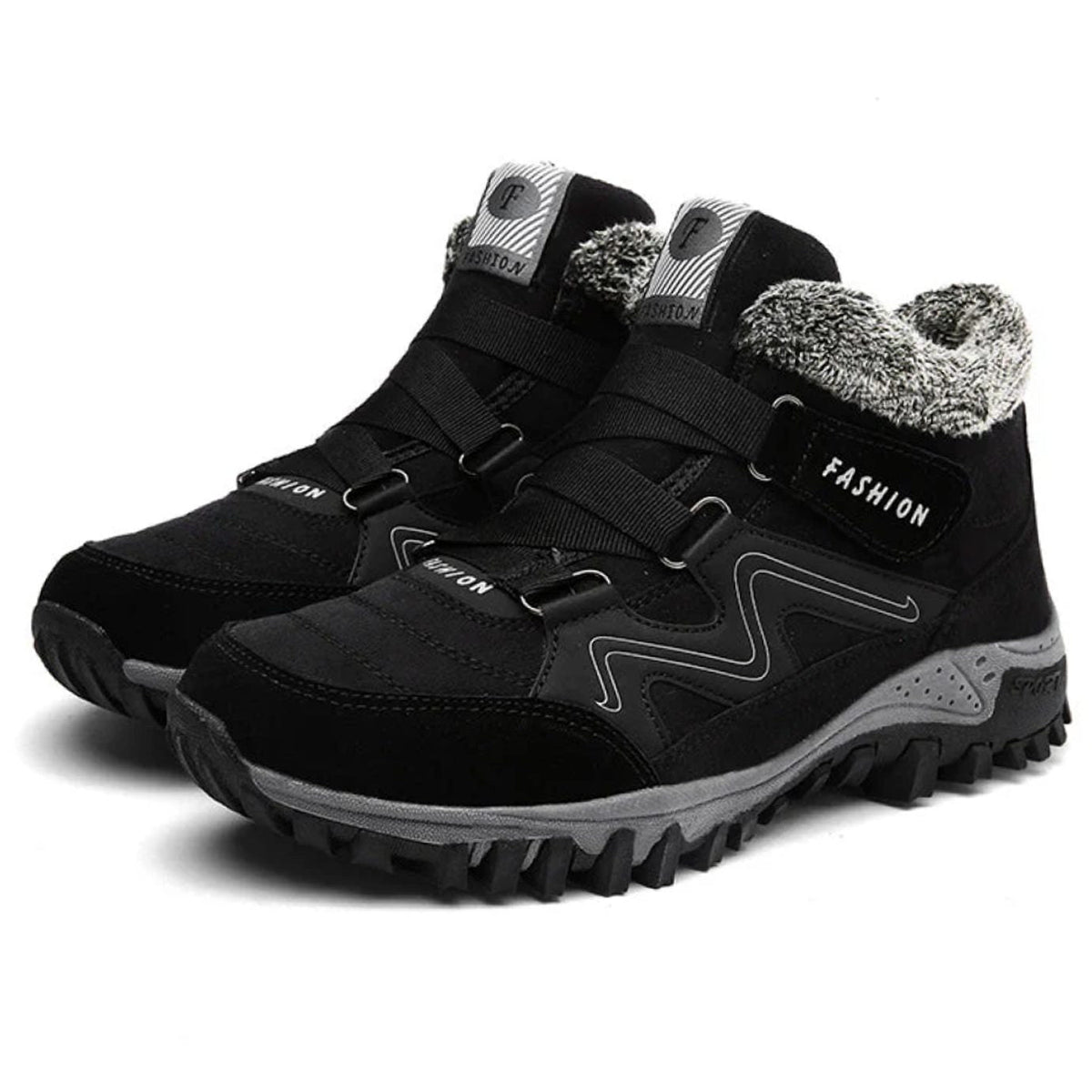 Women's Lug-Sole Cushioned Orthopedic Winter Booties - Black