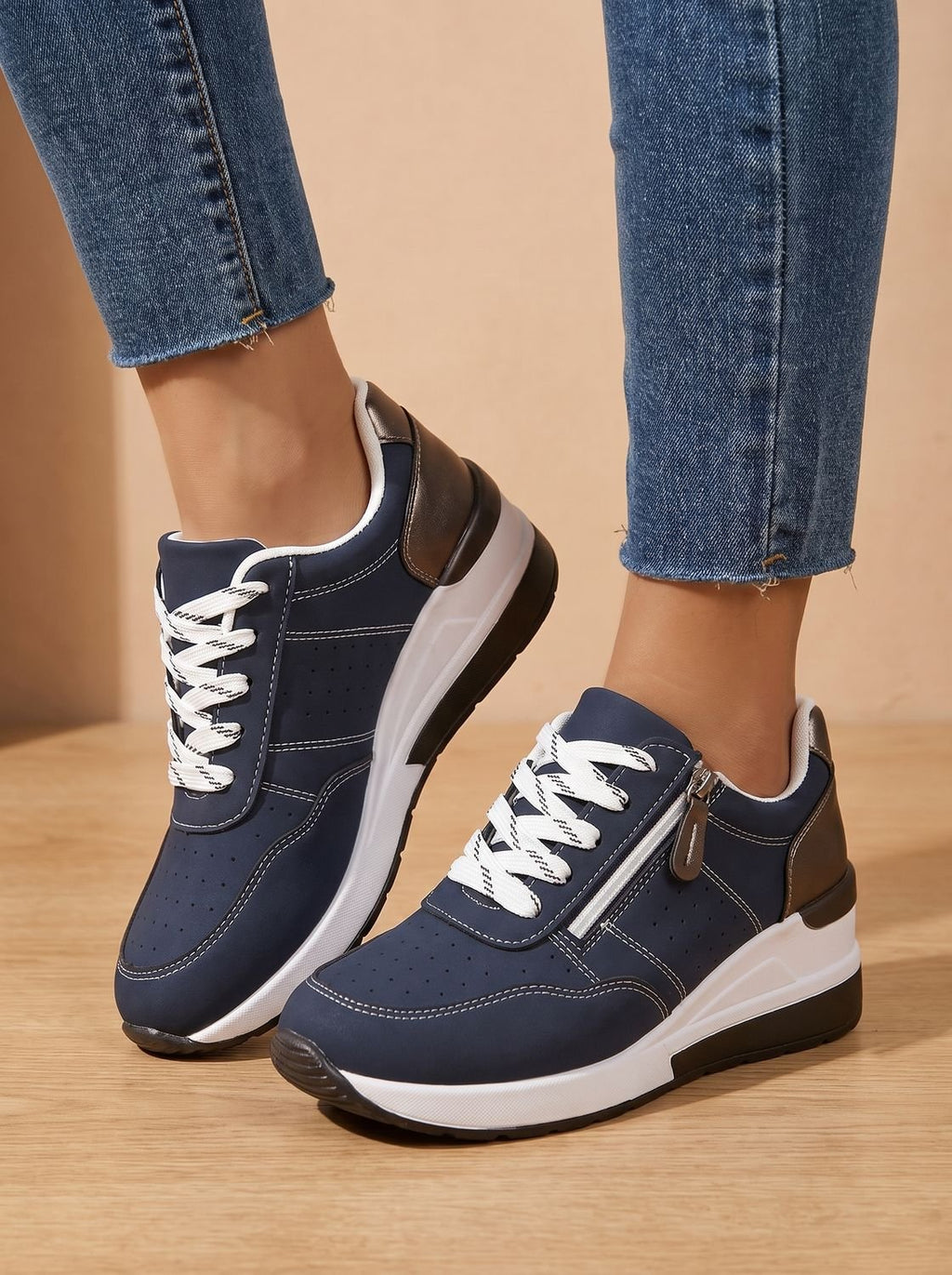 Women's Cushioned Wedge Walking Sneakers with Arch Support