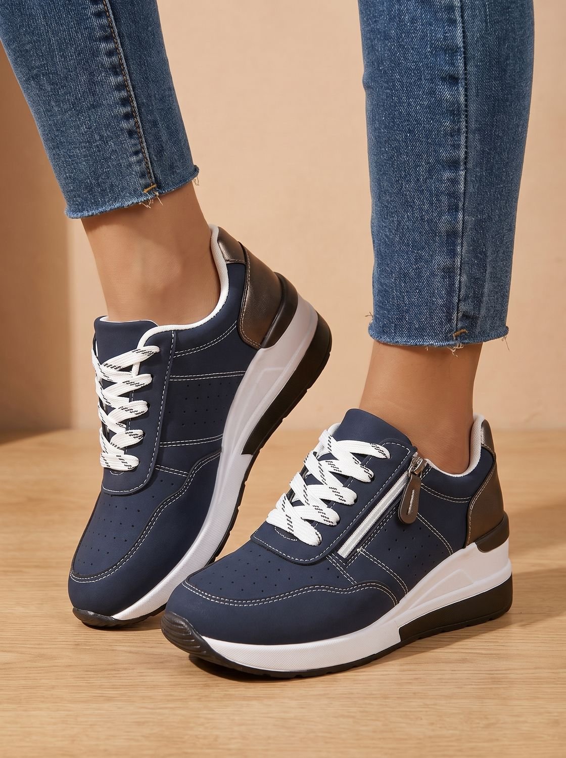 Women's Cushioned Wedge Walking Sneakers with Arch Support