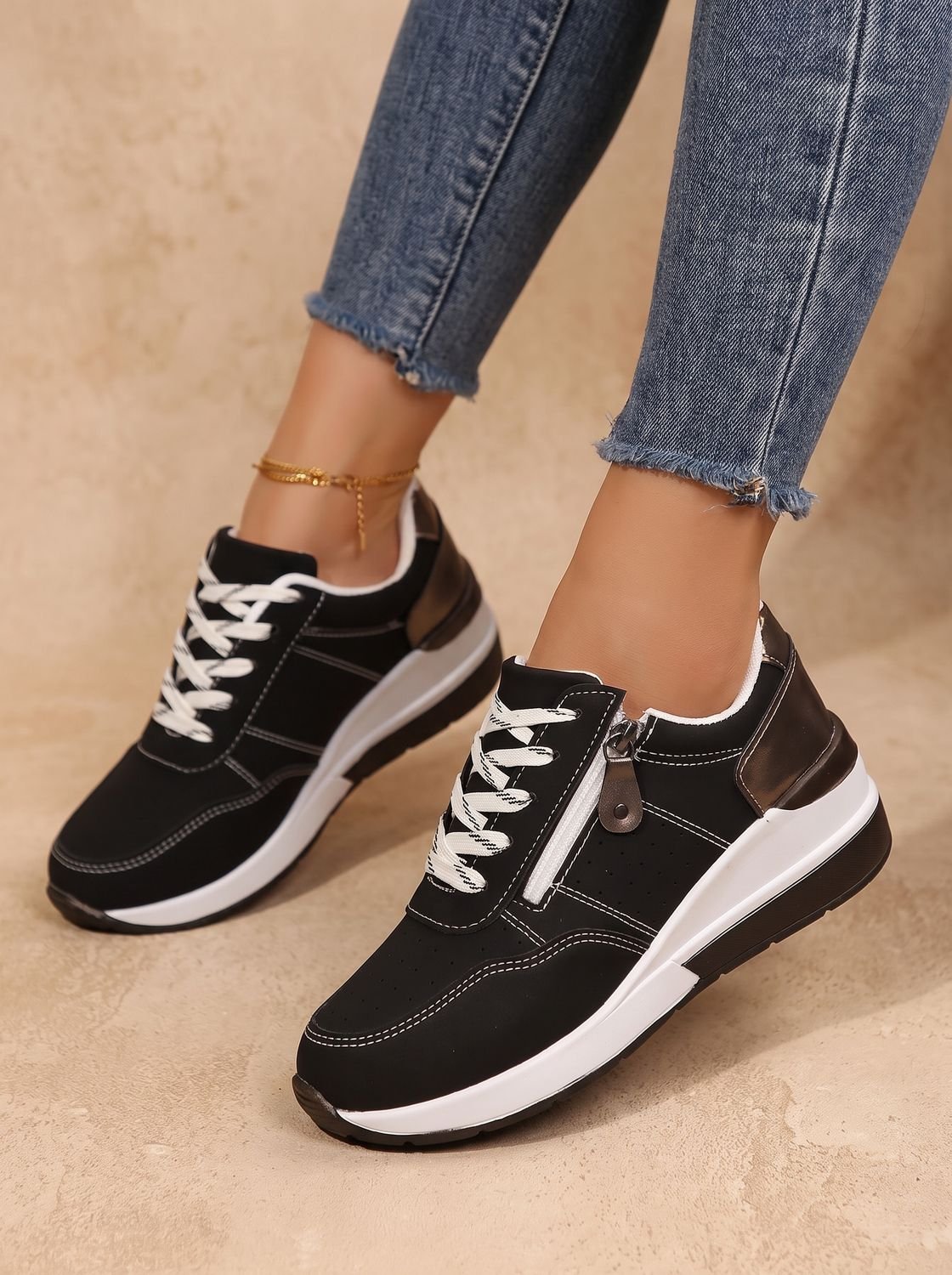 Women's Cushioned Wedge Walking Sneakers with Arch Support