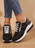 Women's Cushioned Wedge Walking Sneakers with Arch Support - Black
