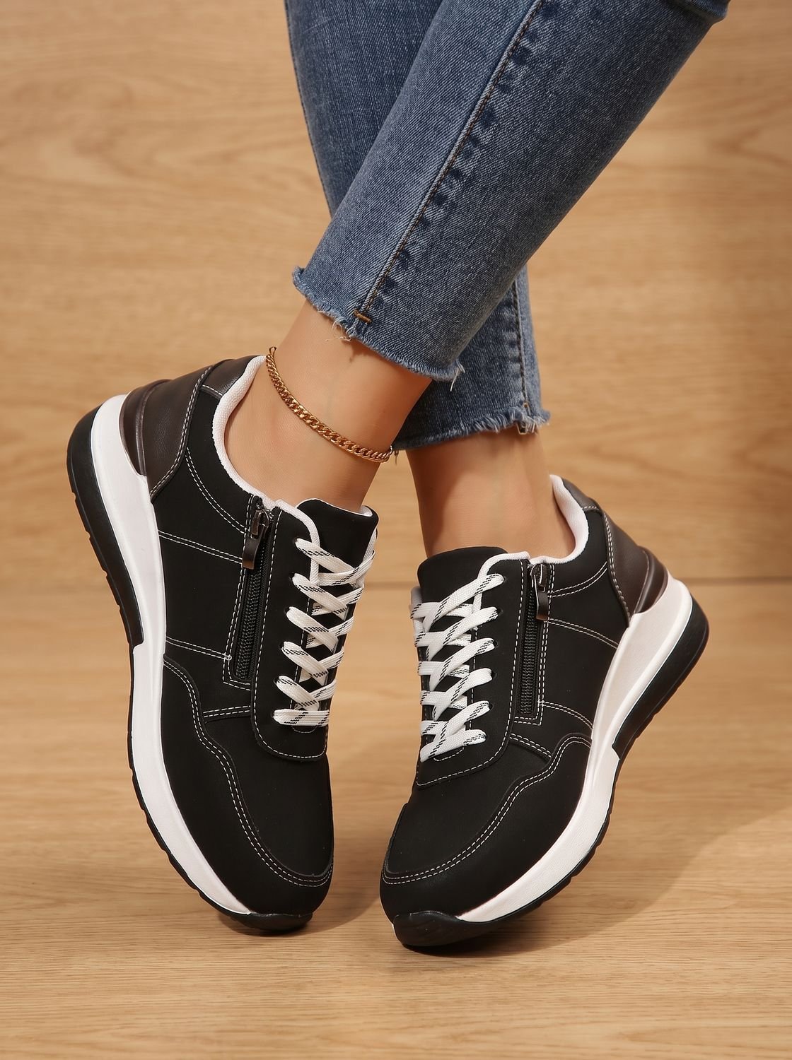 Women's Cushioned Wedge Walking Sneakers with Arch Support
