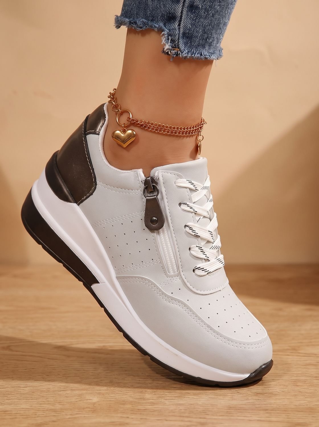 Women's Cushioned Wedge Walking Sneakers with Arch Support
