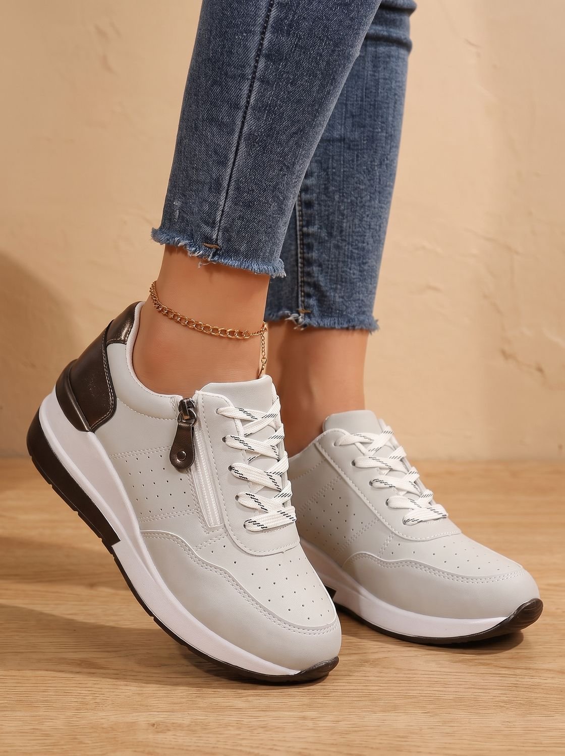 Women's Cushioned Wedge Walking Sneakers with Arch Support