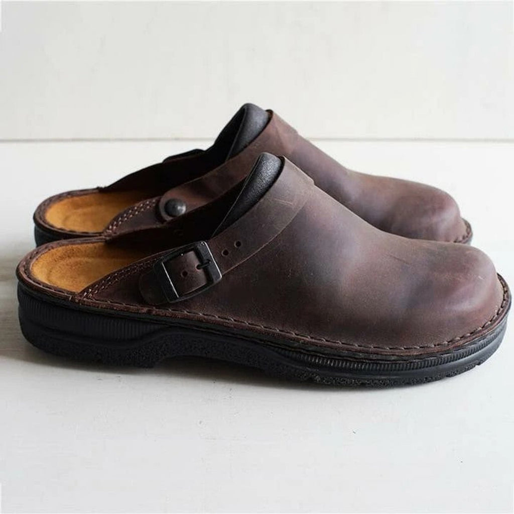 Women's Orthopedic Leather Slip-On Clogs Mules