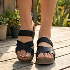 Women's Orthopedic Platform Comfortable Sandals Braided Cross-Strap