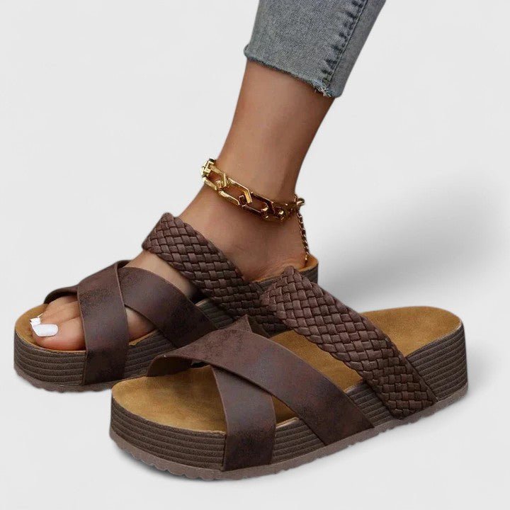 Women's Orthopedic Platform Comfortable Sandals Braided Cross-Strap