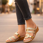Women's Orthopedic Sandals Slip-On Gold Accent Glitter